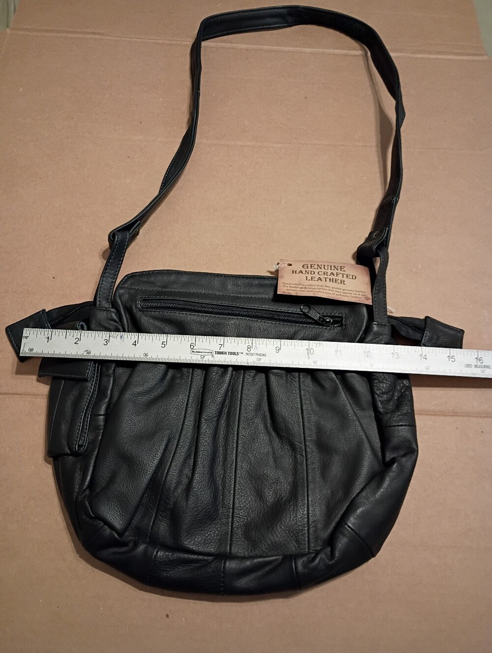 Genuine Leather Black Crossbody Shoulder Bag